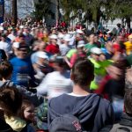 Runners start the Boston Marathon
